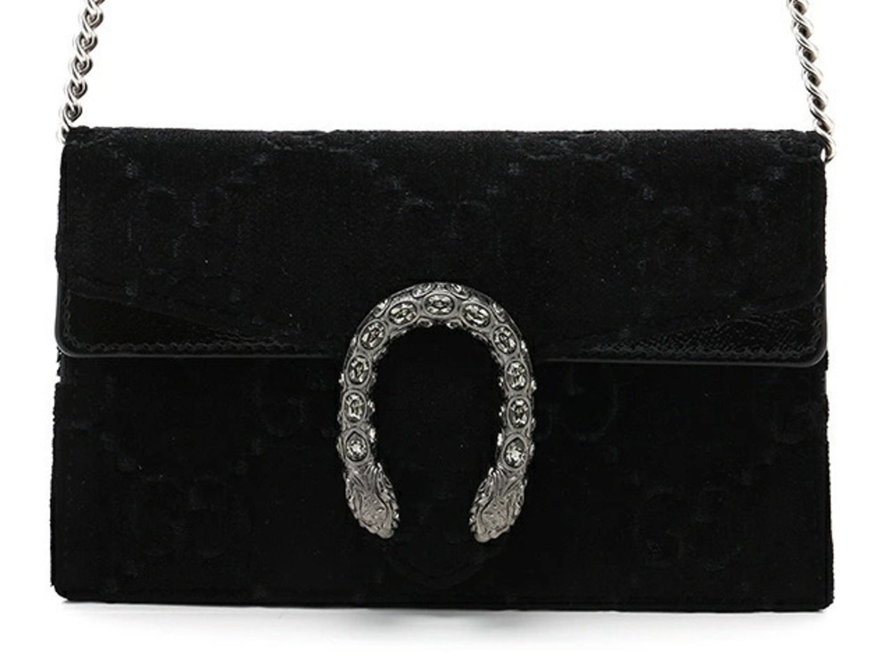 Gucci Bag Pouch Clutch Shoulder Dionysus Super Velvet Black